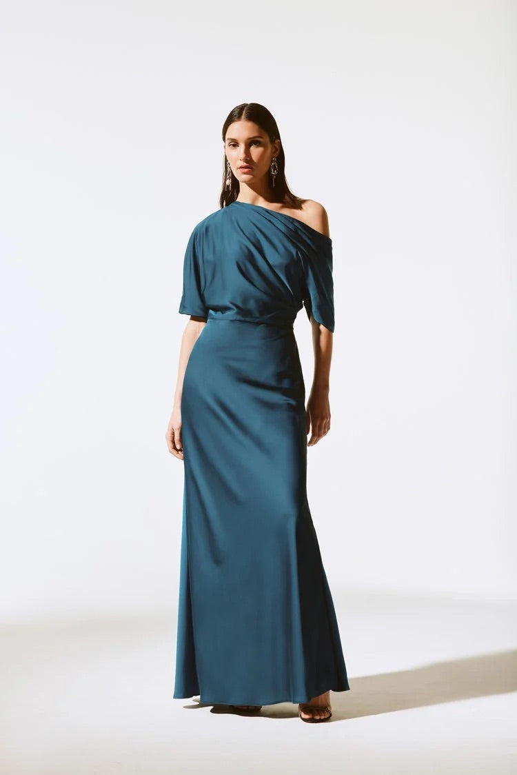 Satin One Shoulder Trumpet Gown