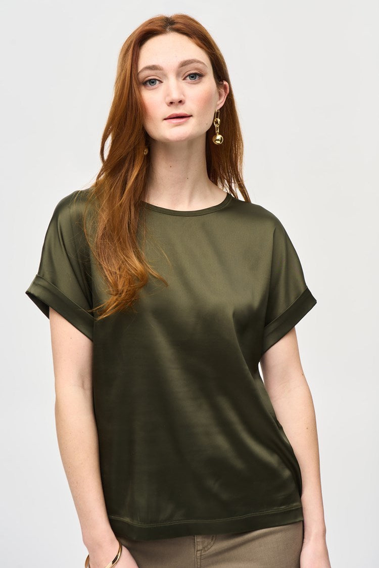 Satin Casual Crew Neck Tee