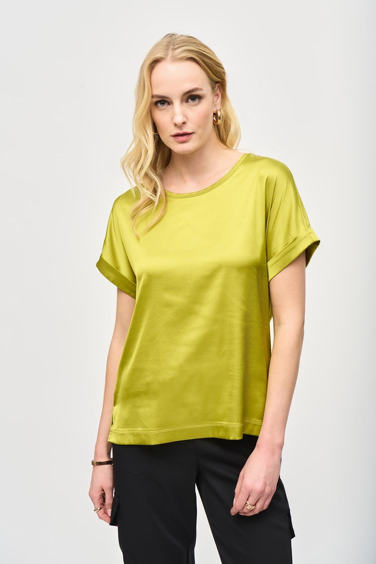 Satin Casual Crew Neck Tee