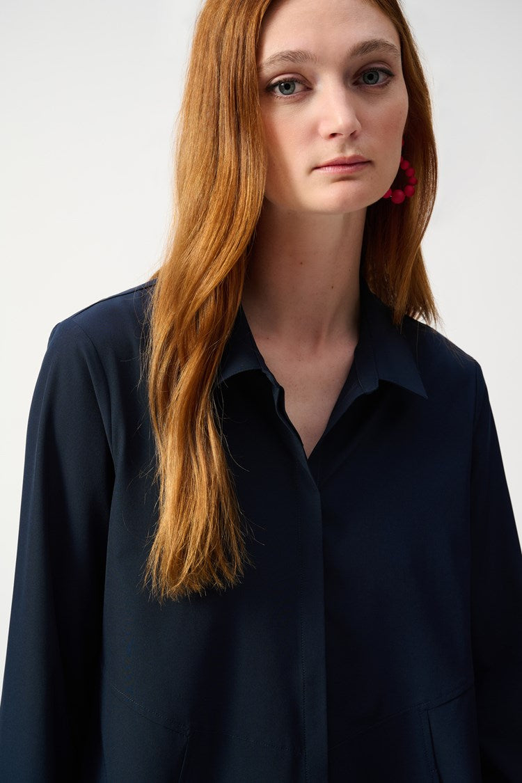 Woven Button-down Blouse With Pockets