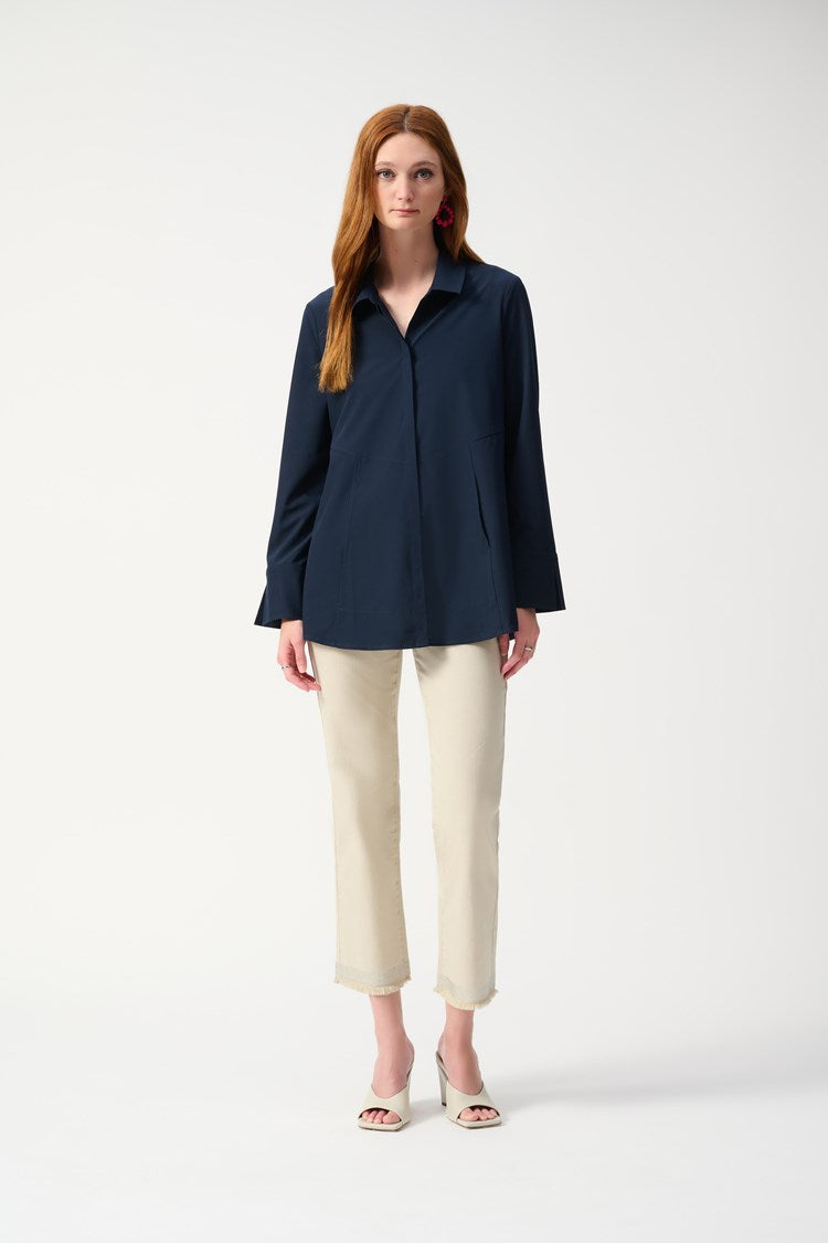 Woven Button-down Blouse With Pockets