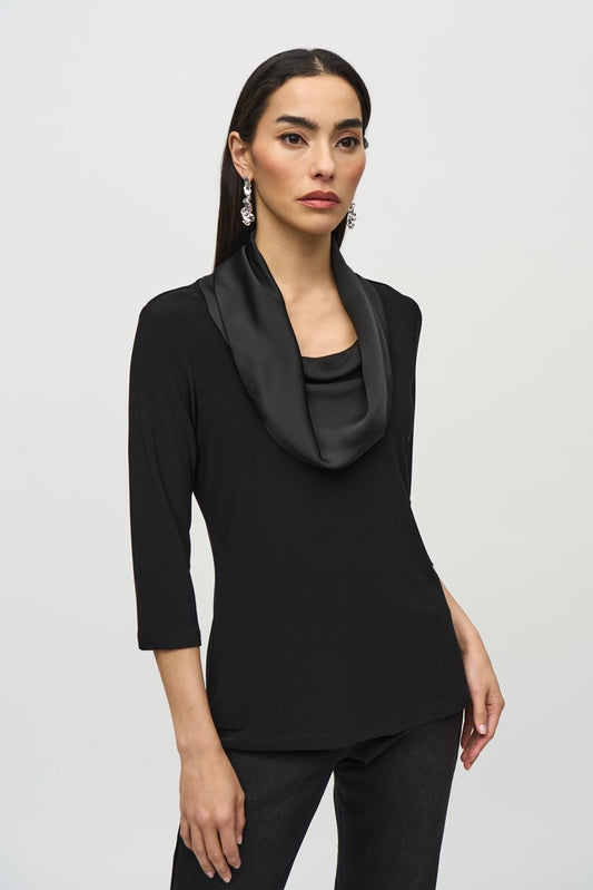 Regular Fit Hip-length Cowl Neck Long Sleeve