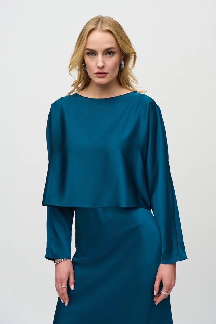 Loose Fit Draped Satin Pullover