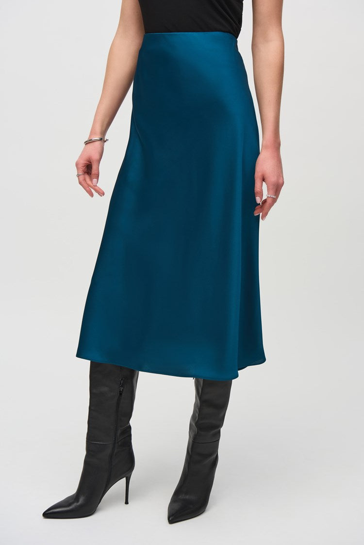 Satin A-line Midi Skirt