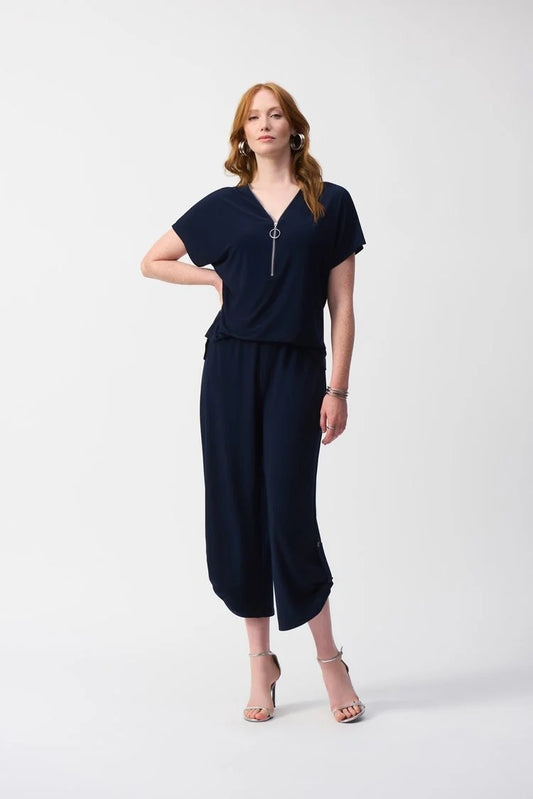 Cropped V-neck Jumpsuit