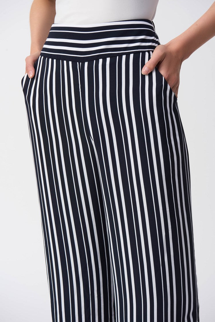 Striped Cropped Wide-leg Trousers