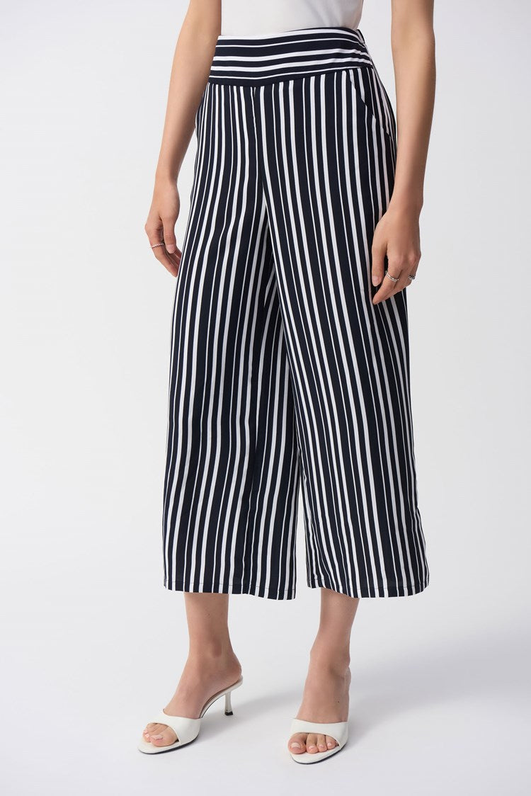 Striped Cropped Wide-leg Trousers