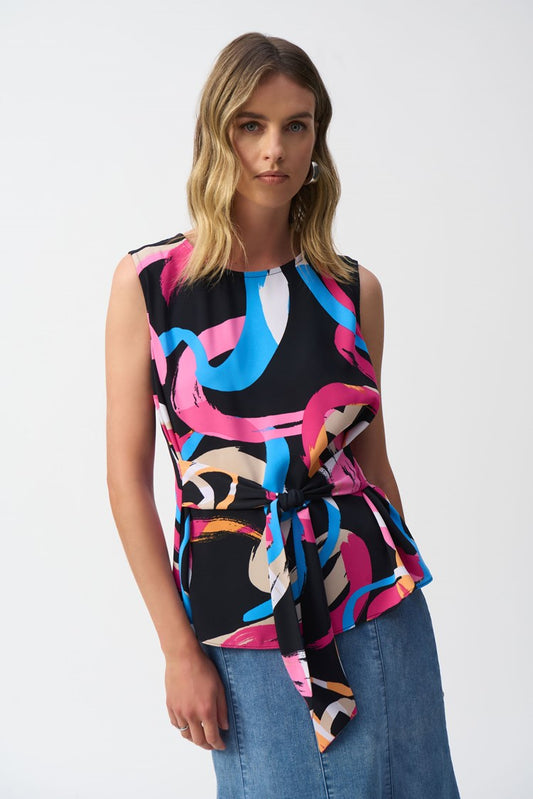 Abstract Tie-Front Top