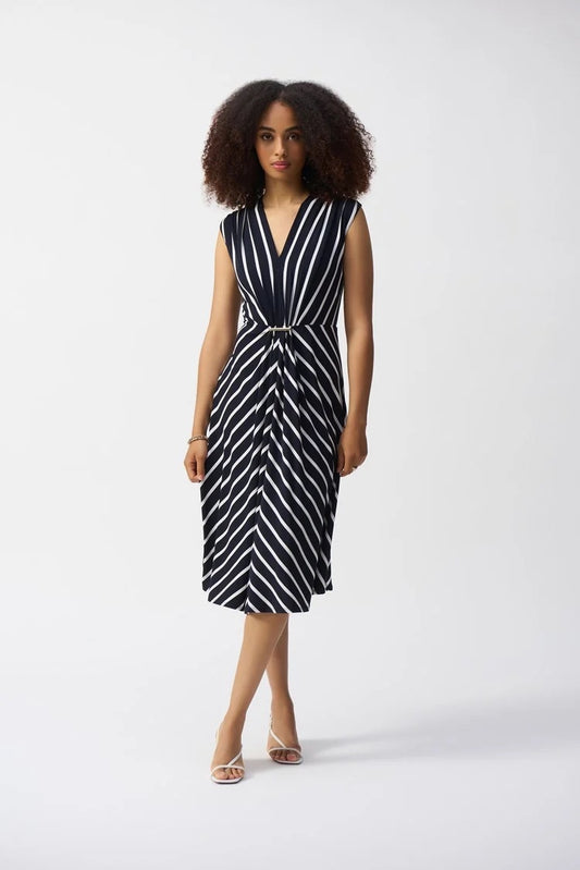 Sleeveless Striped V-neck Dress