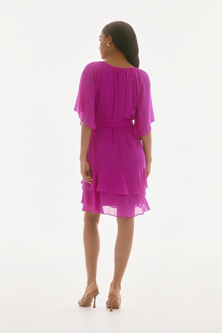 Chiffon Belted A-Line Dress