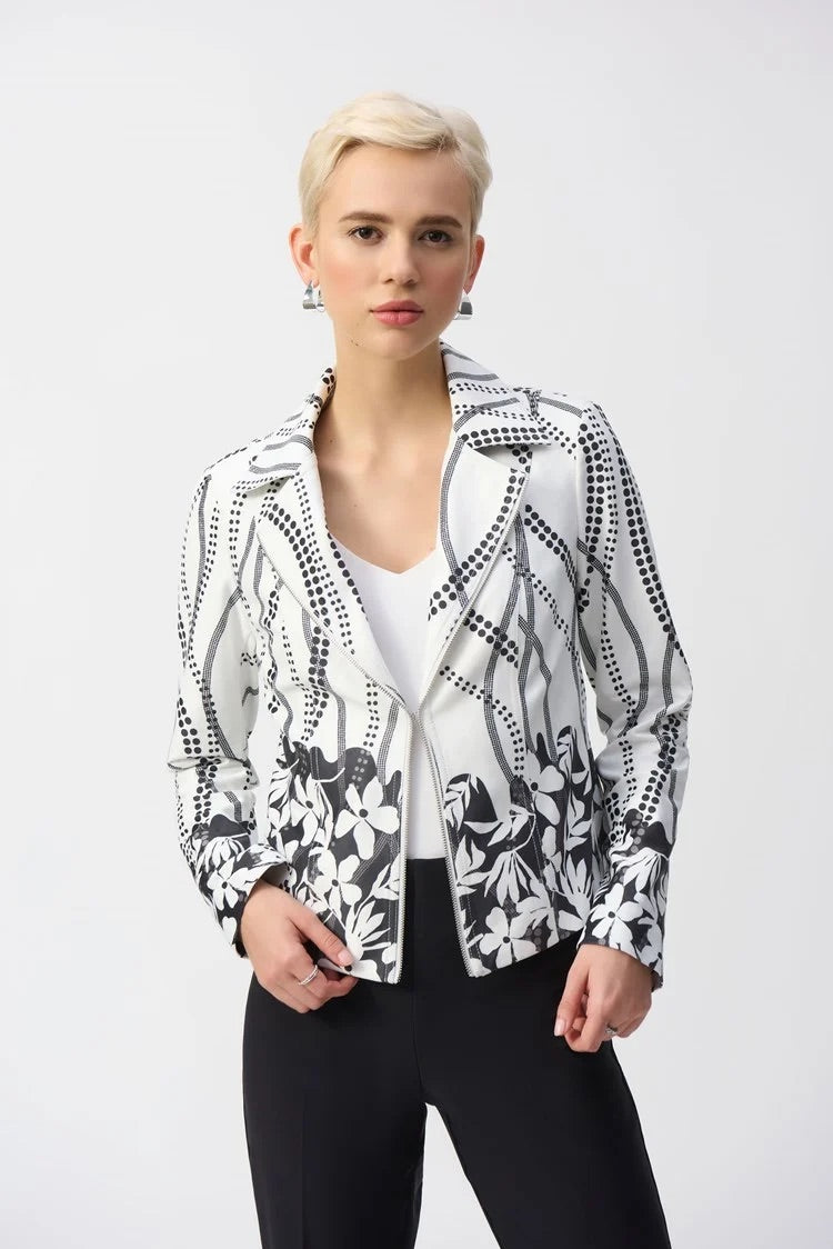 Print Faux Suede Jacket