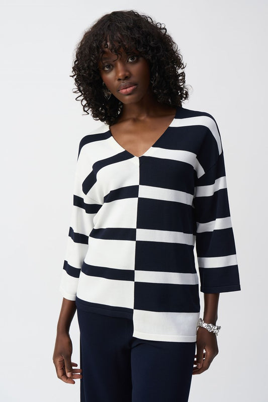 Casual Striped V-neck Pullover