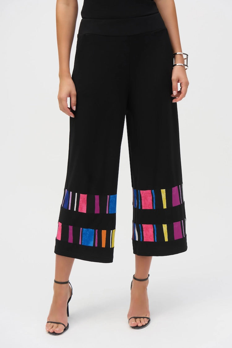 Cropped Striped Wide-leg Trousers