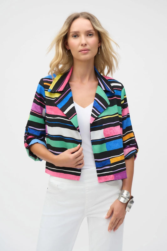 Striped Puff Sleeve Blazer