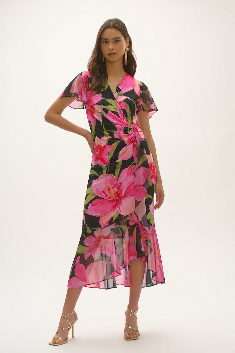 Floral V-neck Wrap Dress