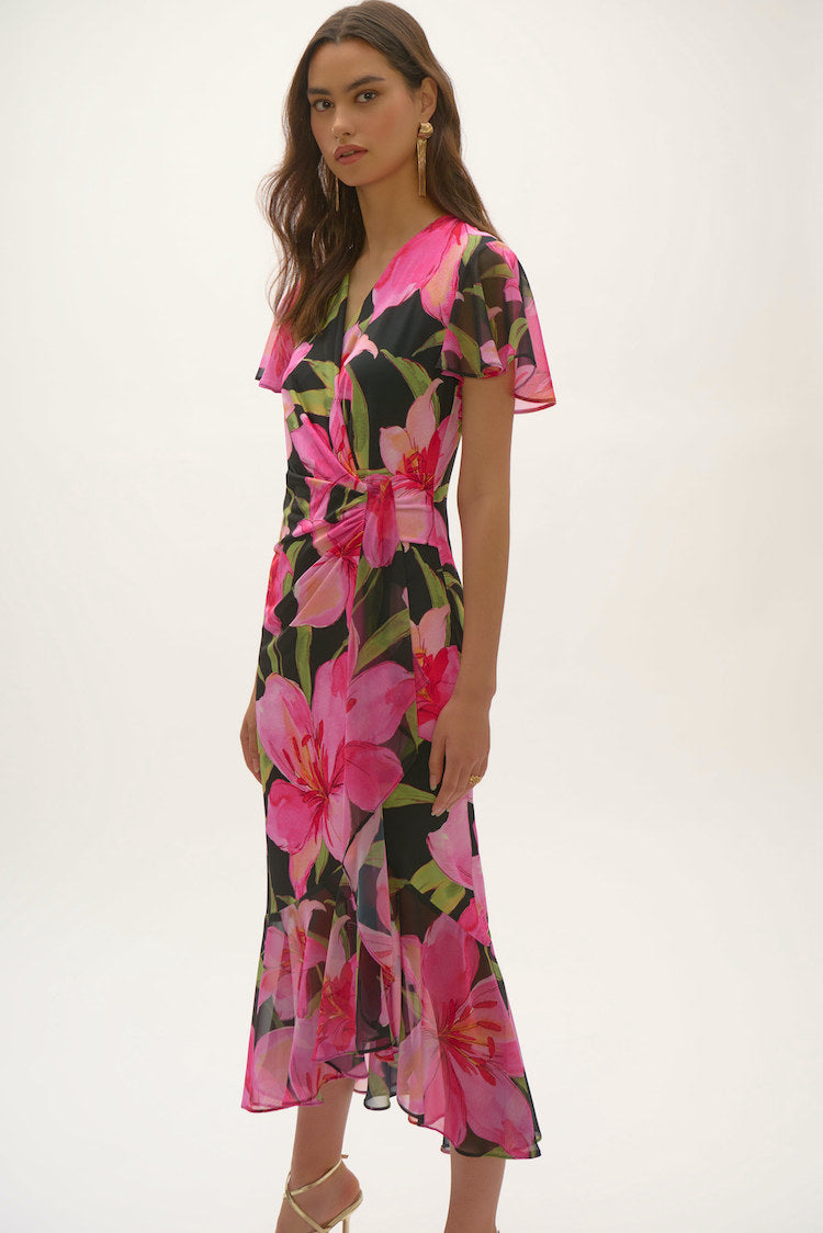 Floral V-neck Wrap Dress