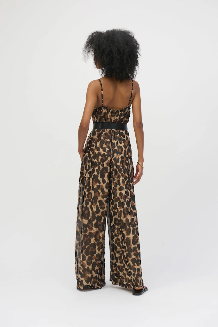 Chiffon Animal Print Wide Leg Jumpsuit