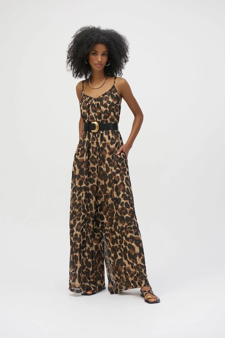 Chiffon Animal Print Wide Leg Jumpsuit