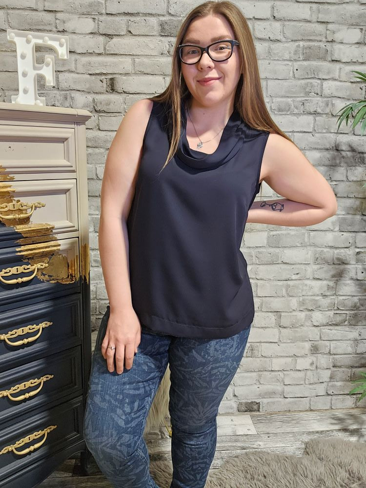 Draped Neck Sleeveless Top