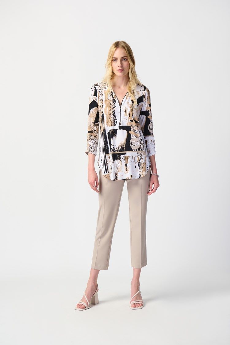 Joseph Ribkoff Style: 241310 Abstract Print Zip Front Tunic full body