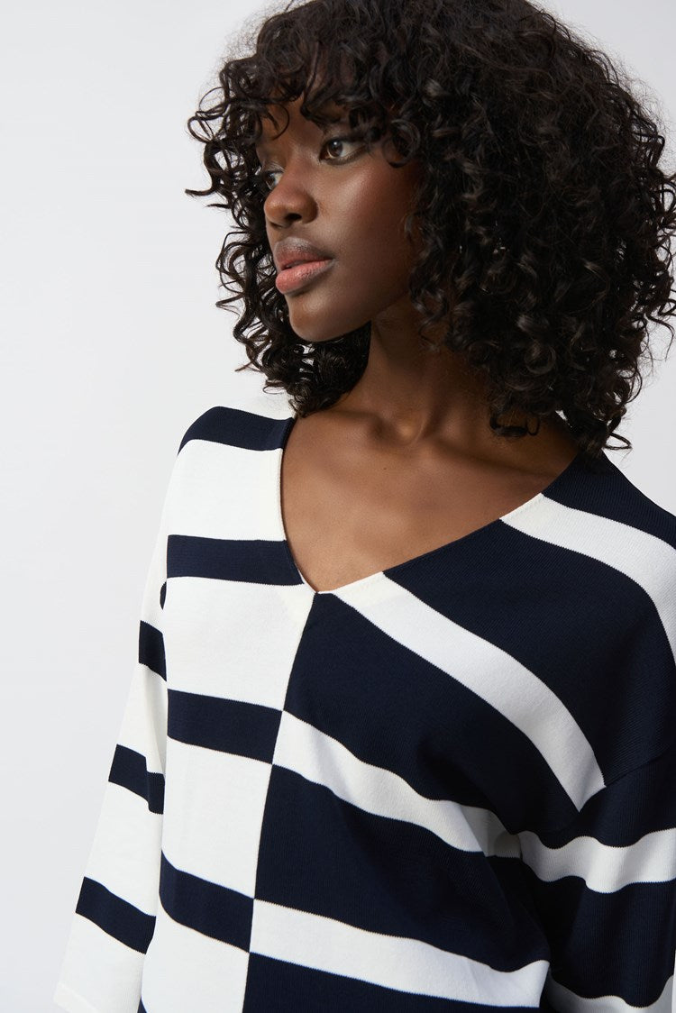 Casual Striped V-neck Pullover