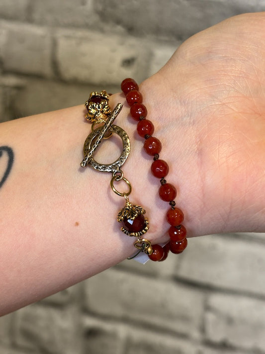 Carnelian Beaded Wrap Bracelet