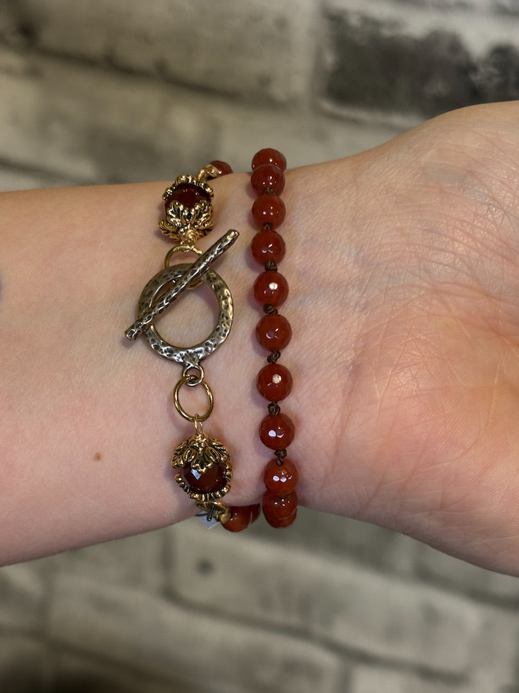 Carnelian Beaded Wrap Bracelet