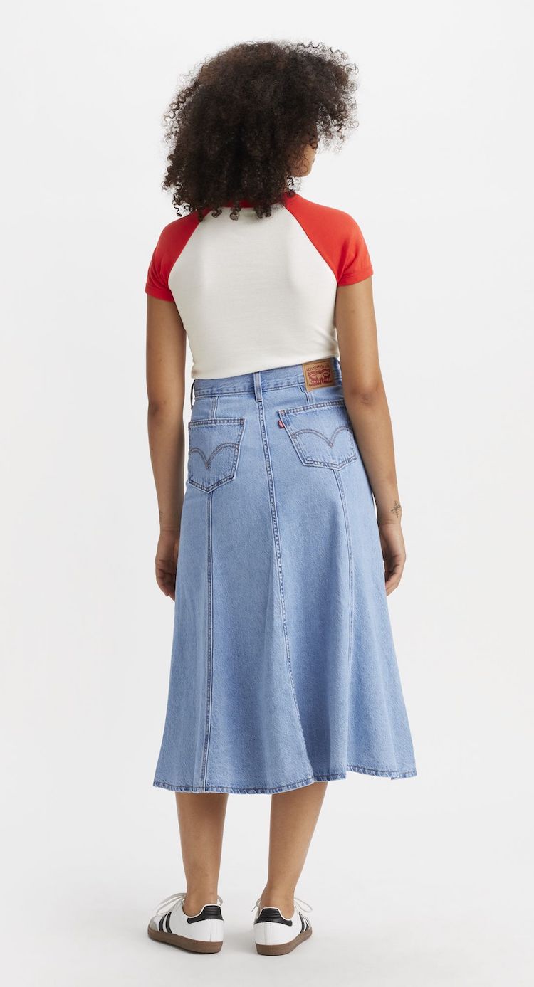 Fit And Flare Denim Skirt