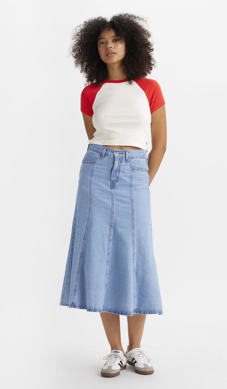 Fit And Flare Denim Skirt