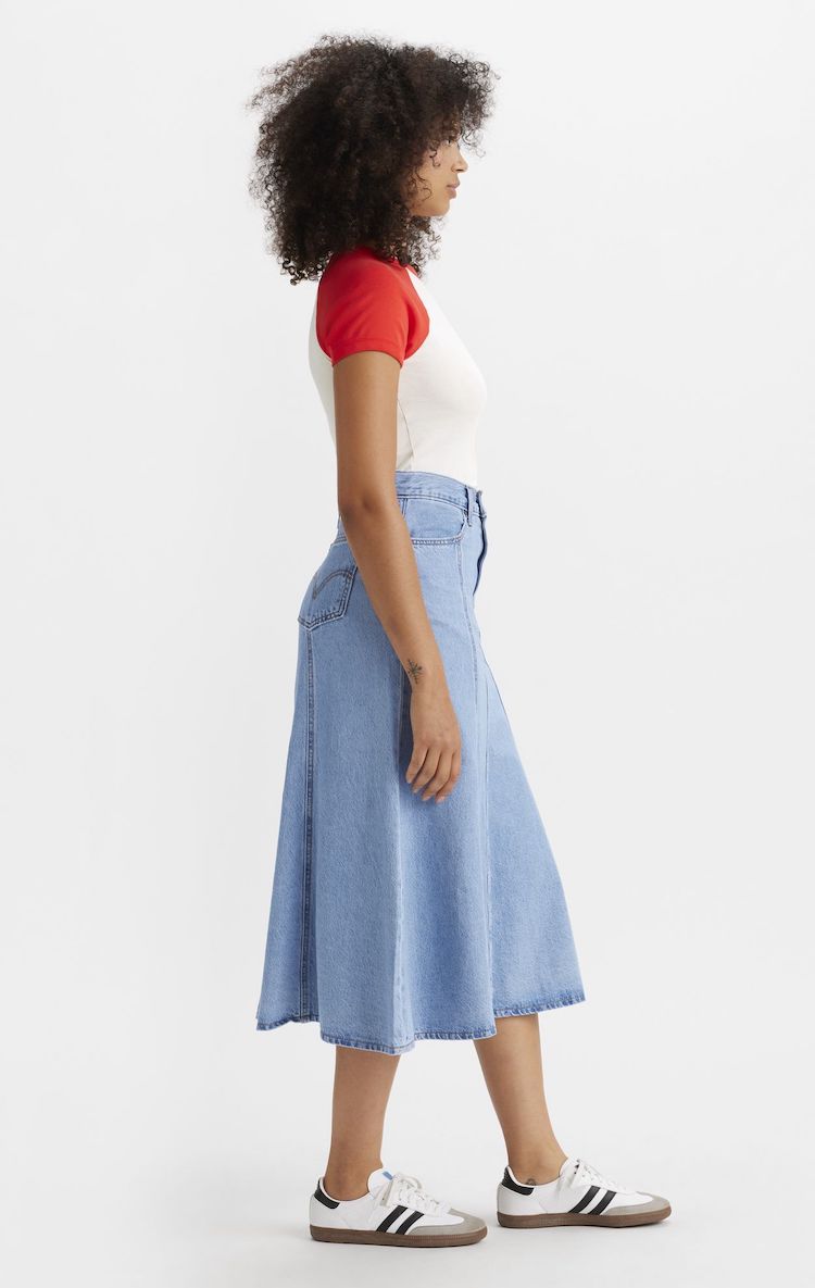 Fit And Flare Denim Skirt