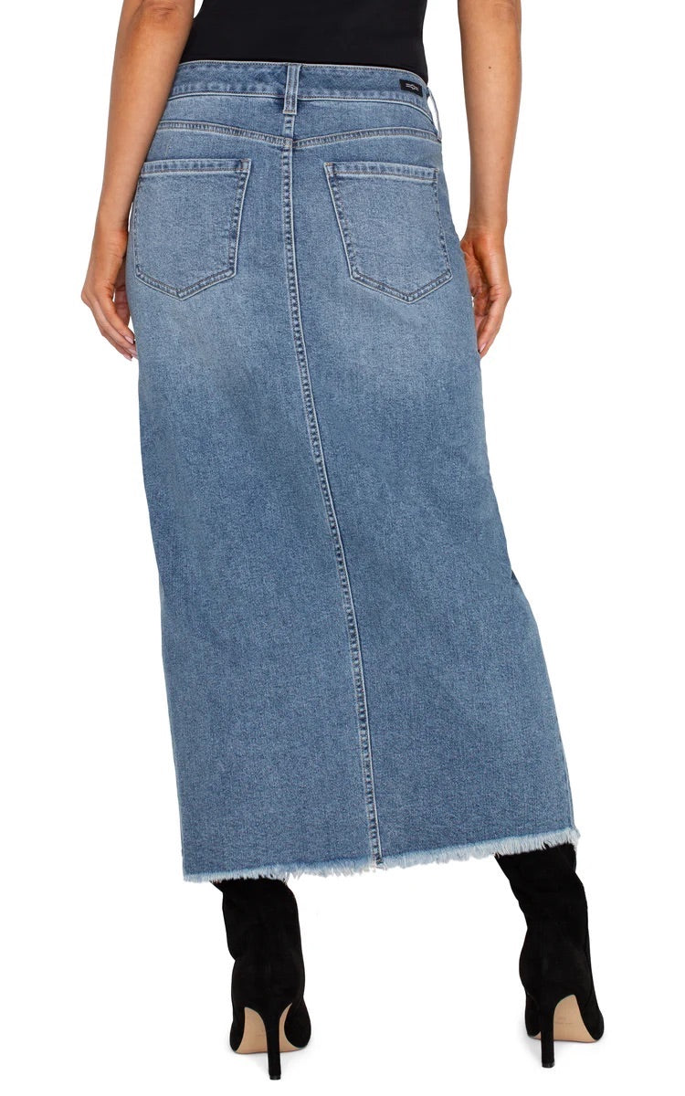 Front Slit Denim Skirt