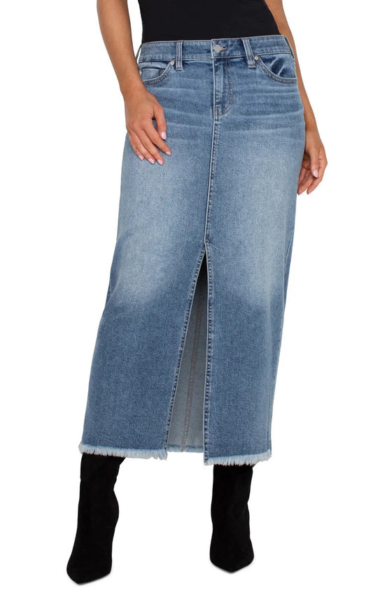 Front Slit Denim Skirt