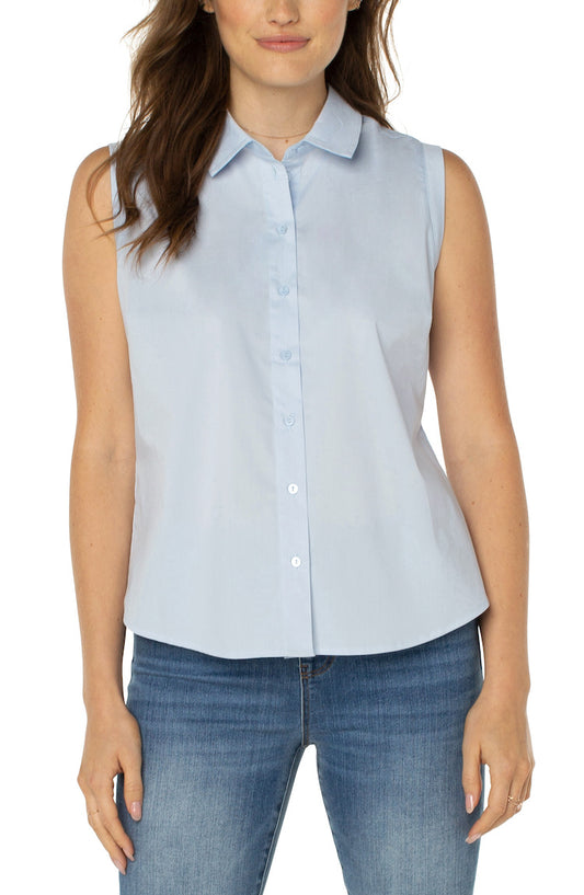 Sleeveless Button Front Shirt