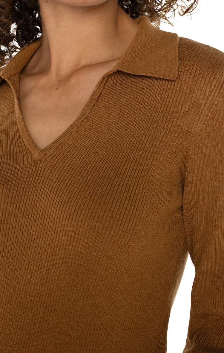 V-Neck Collared Sweater