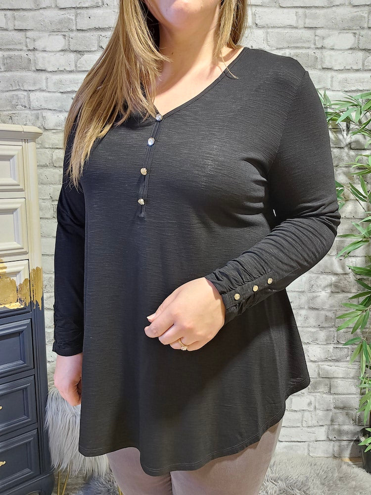 V-Neck Curved Hem Tunic With Empire Seam