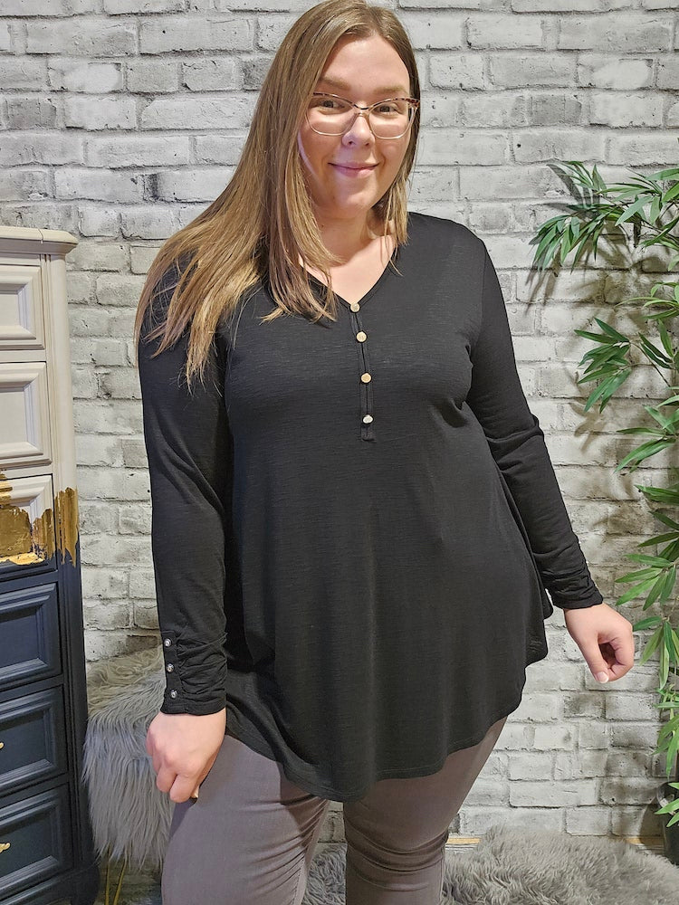 V-Neck Curved Hem Tunic With Empire Seam