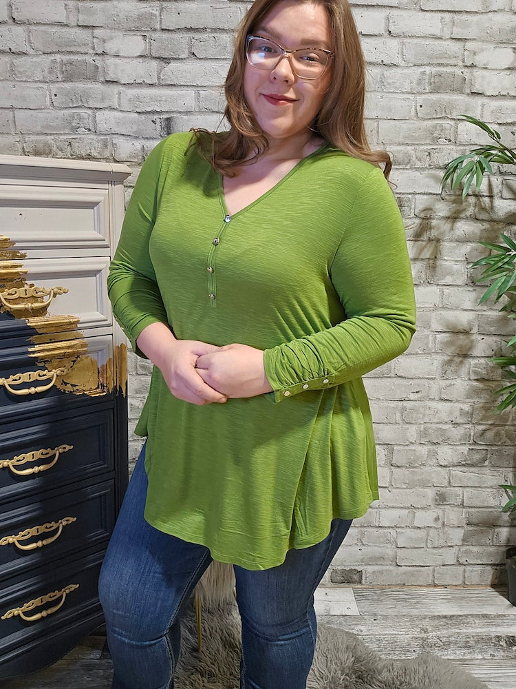 V-Neck Curved Hem Tunic With Empire Seam