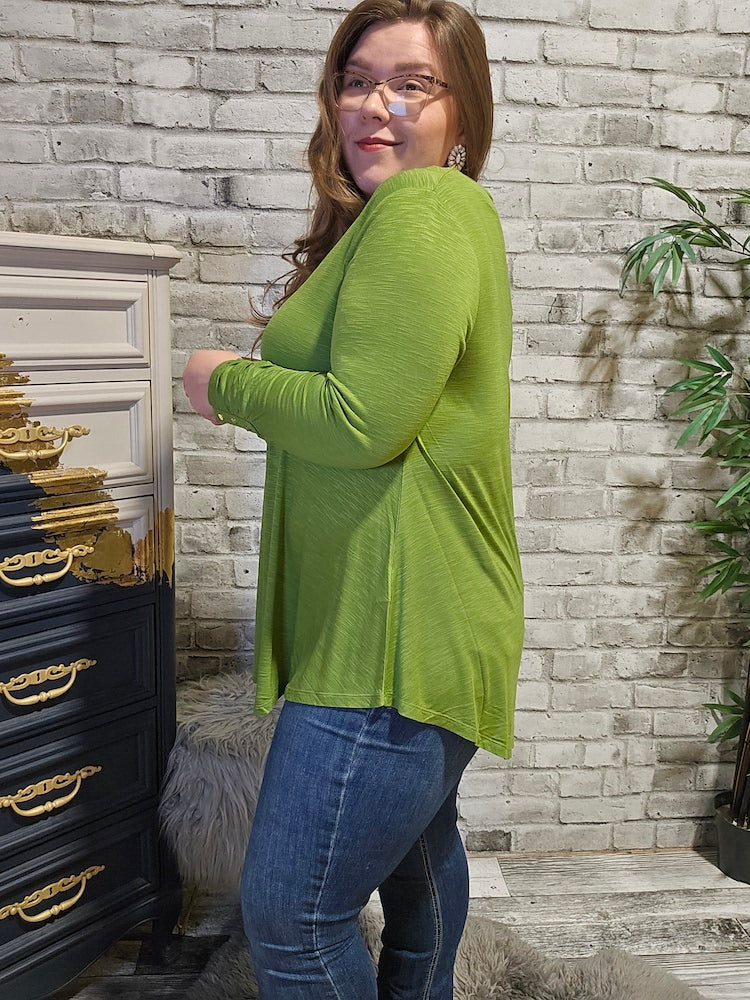 V-Neck Curved Hem Tunic With Empire Seam