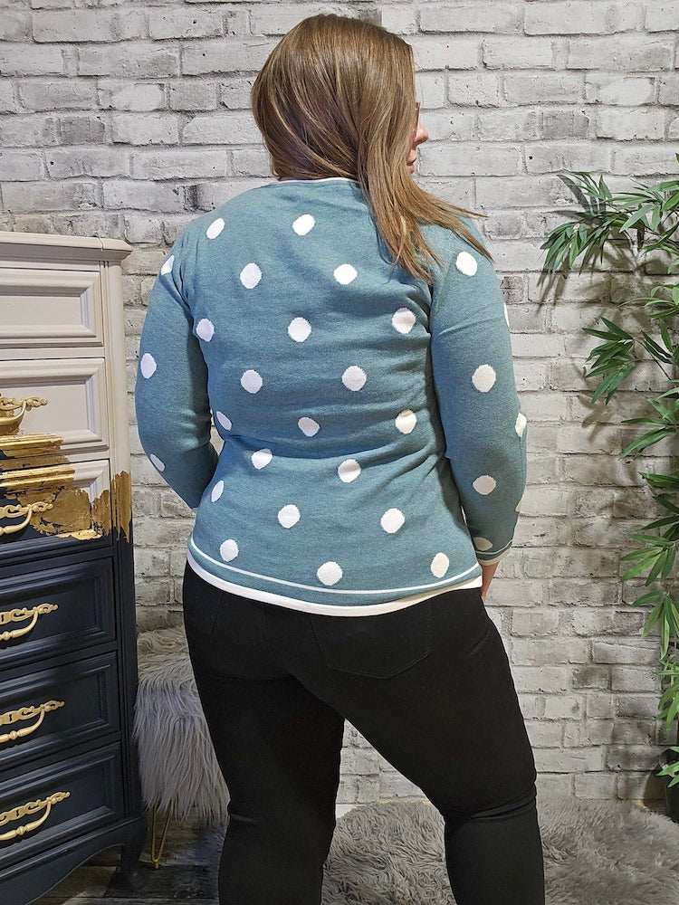 Classic Fit Round Neck Spot Sweater