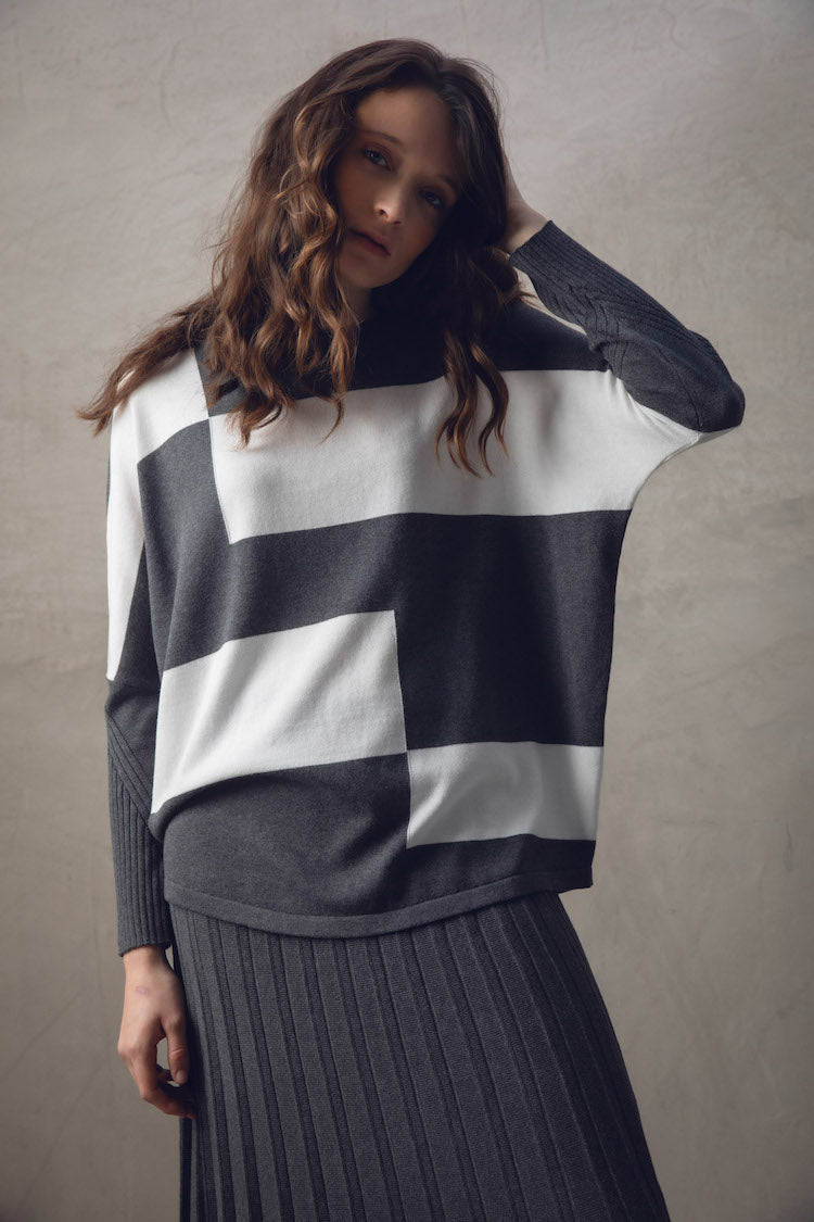 Over Size Fit Boat Neck Sweater