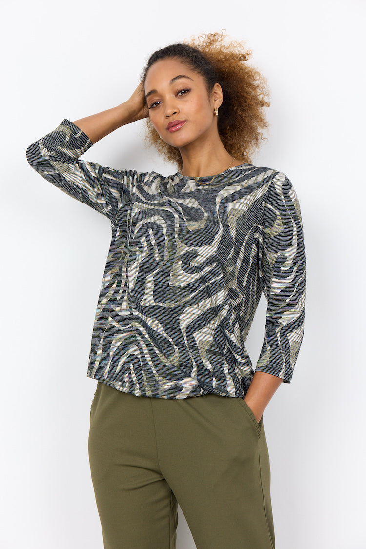 Abstract Print 3/4 Sleeve Blouse