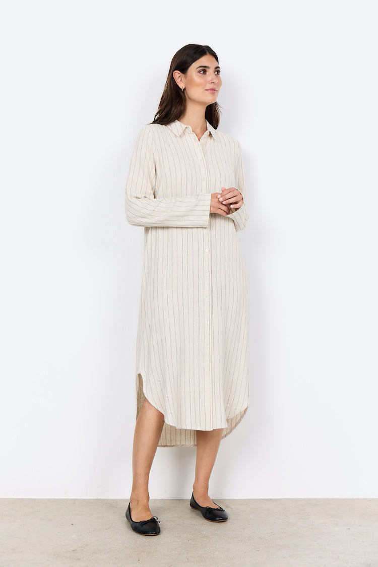 Poula Button Front Linen Dress