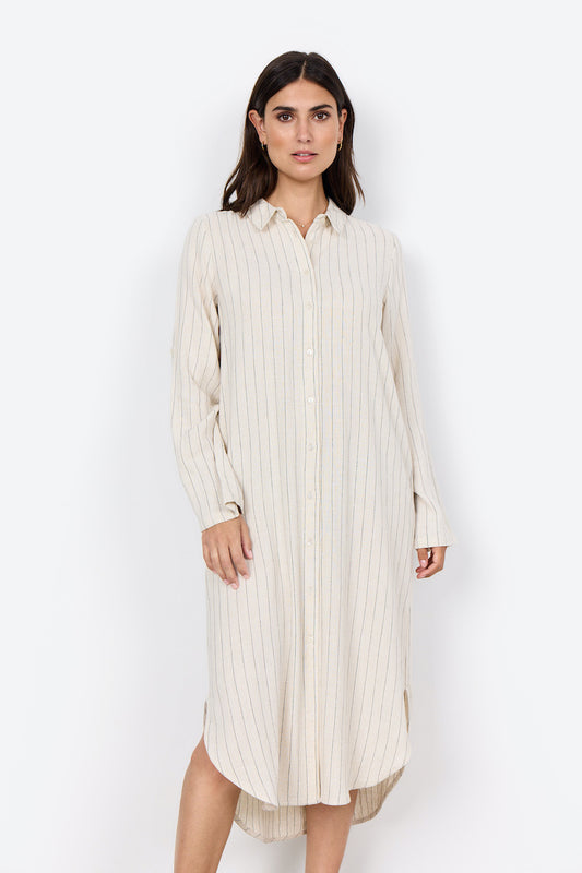 Poula Button Front Linen Dress