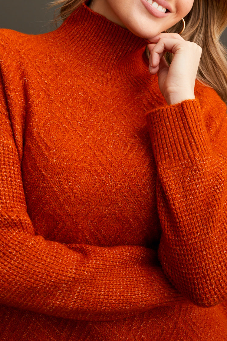 Textured Mock Neck Sweater