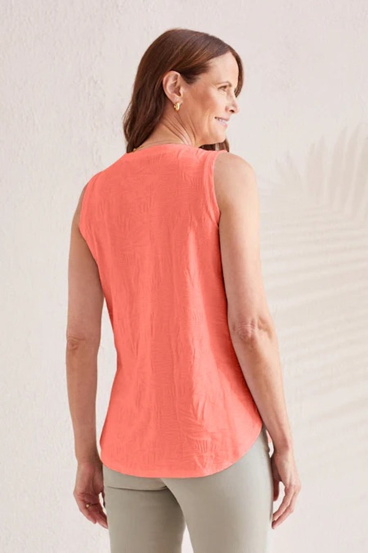 Textured V-Neck Tank With Side Slits