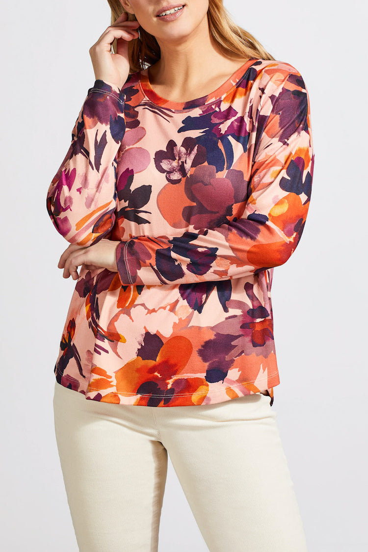 Print Long Sleeve Crew Neck Top