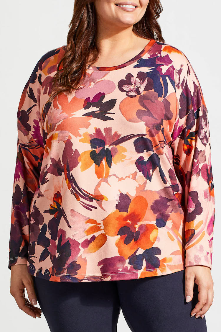 Print Long Sleeve Crew Neck Top