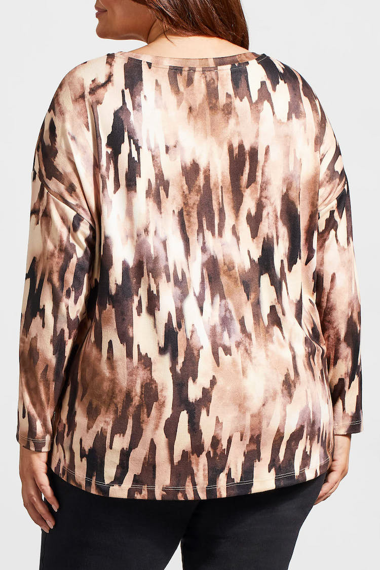 Print Long Sleeve Crew Neck Top