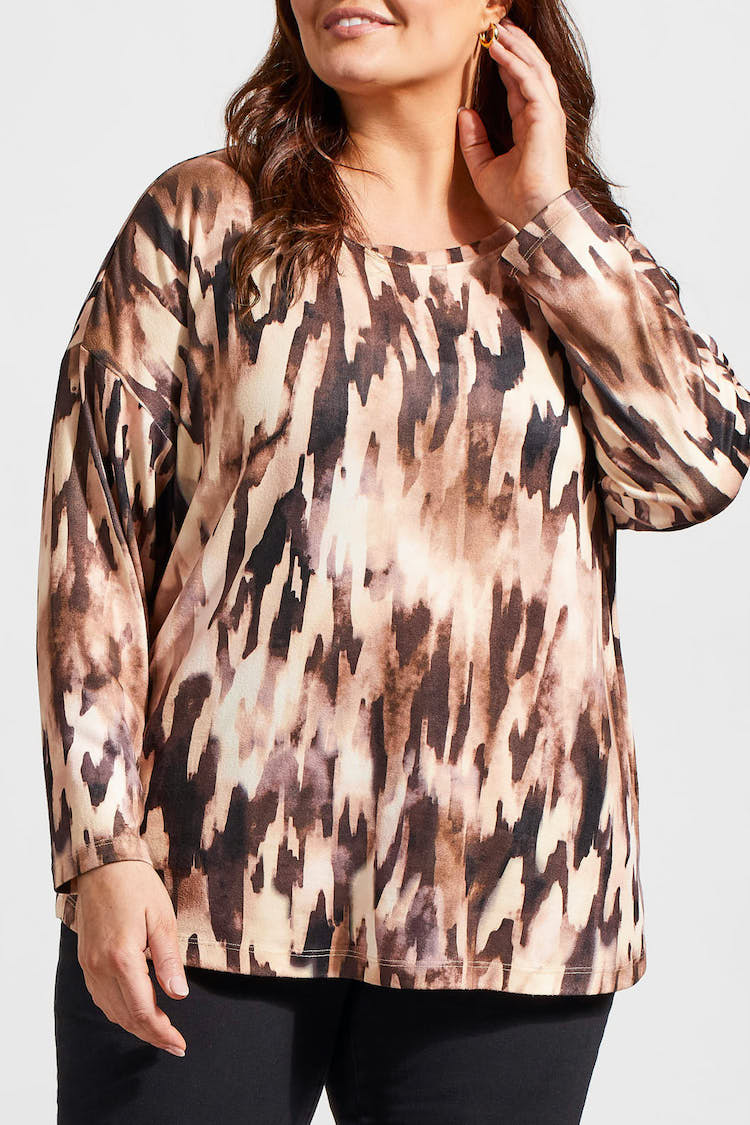 Print Long Sleeve Crew Neck Top