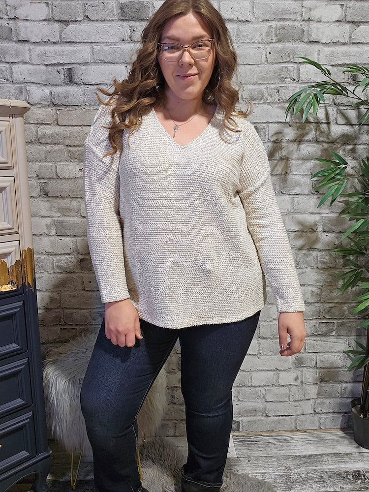 V-Neck Sweater With Side Slits